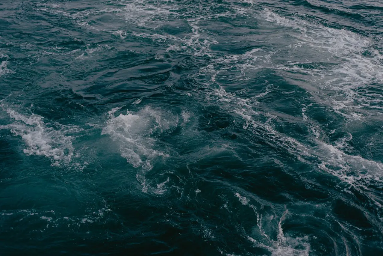 churning ocean waves