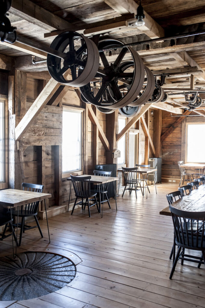 The Lost Kitchen occupies the ground floor of the restored Mill at Freedom Falls.