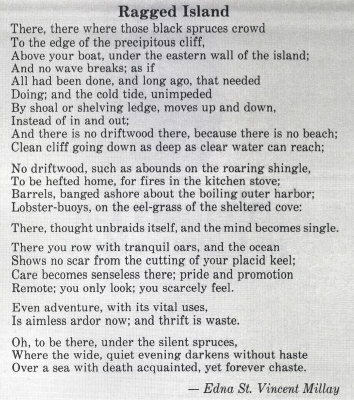 Edna St. Vincent Millay, Sept. 1980