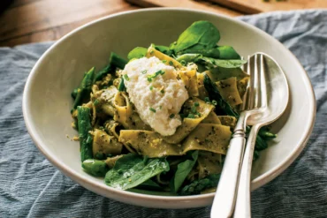 Pappardelle with Arugula Walnut Pesto Recipe