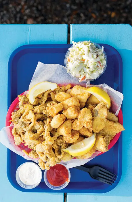 Fried seafood and coleslaw from Bob’s Clam Shack
