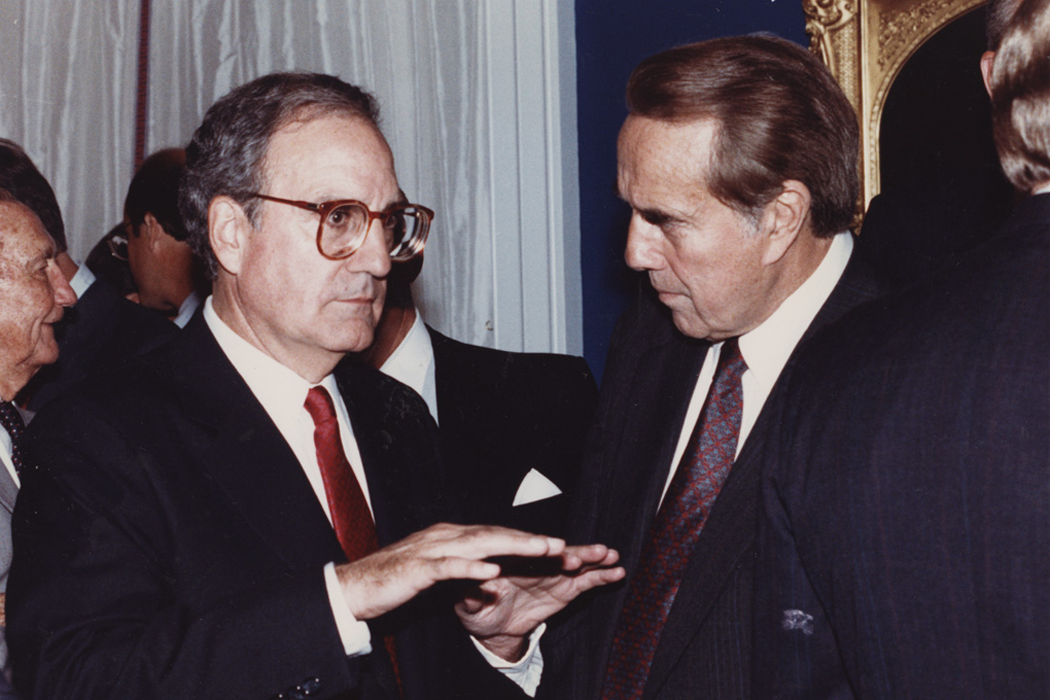 George J. Mitchell and Bob Dole in 1990
