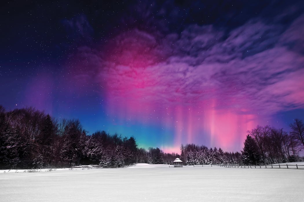 Moonlight Aurora, taken in February near Unity. Photographs by Mike Taylor