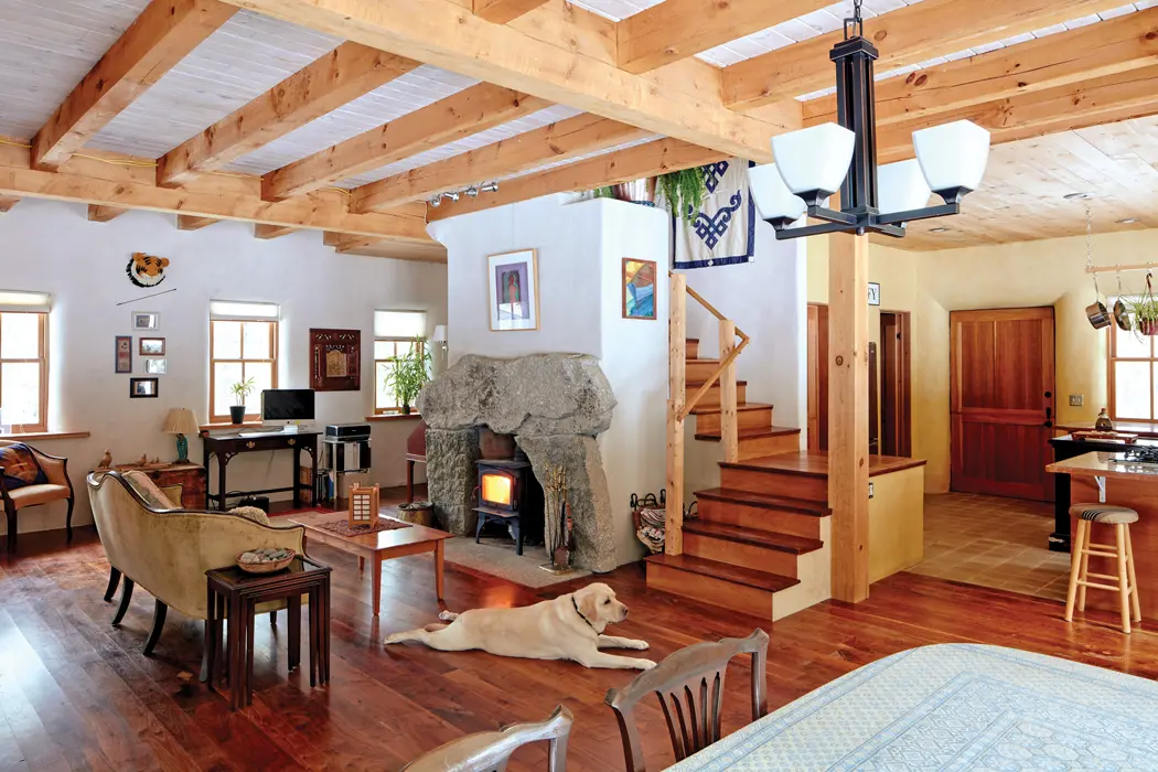 Stone fireplace in livingroom