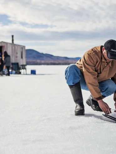 Man Ice Fishing