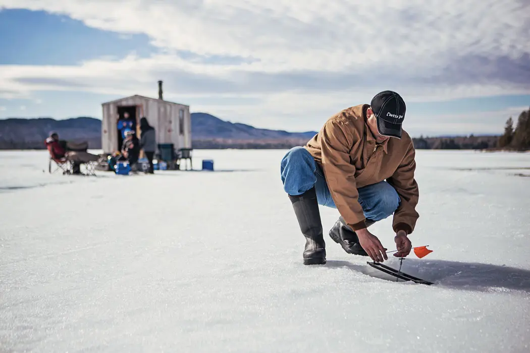 Man Ice Fishing