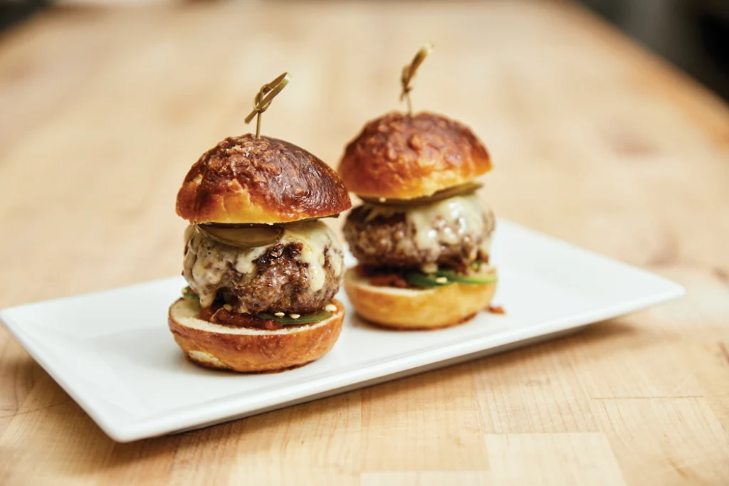 two mini burgers