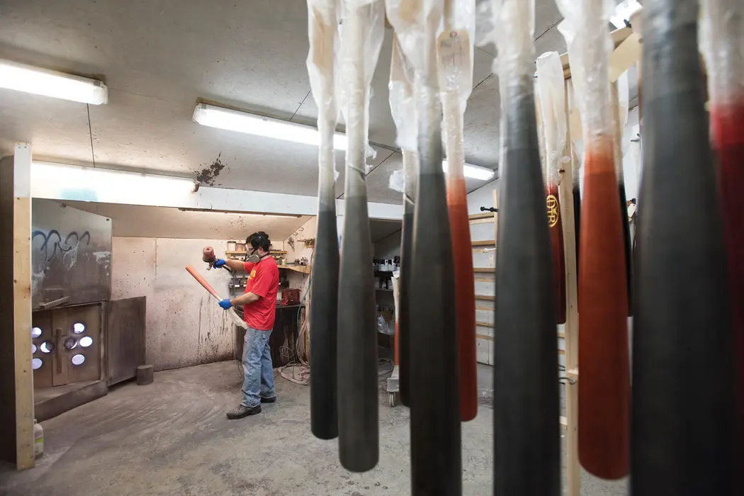 Baseball bats drying