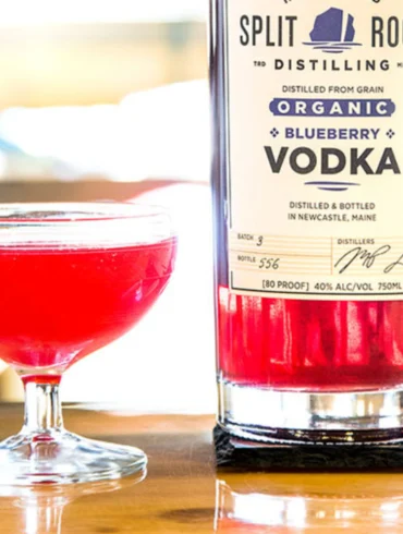 Split Rock Distilling blueberry vodka being used an a blueberry martini