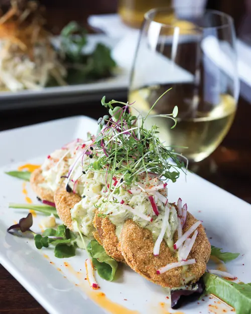 Fried green tomatoes with Maine crab.