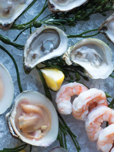 Oysters, shrimp, and clams from the 18 Central raw bar.