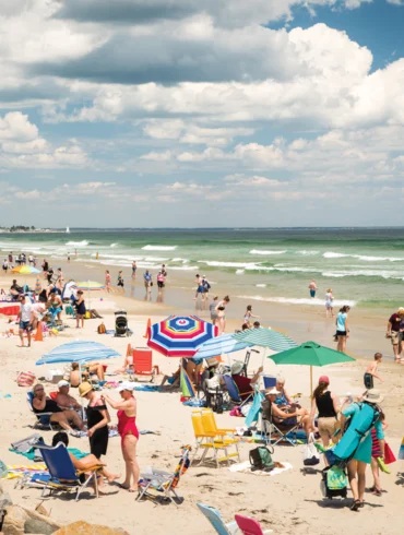 large beach with many people