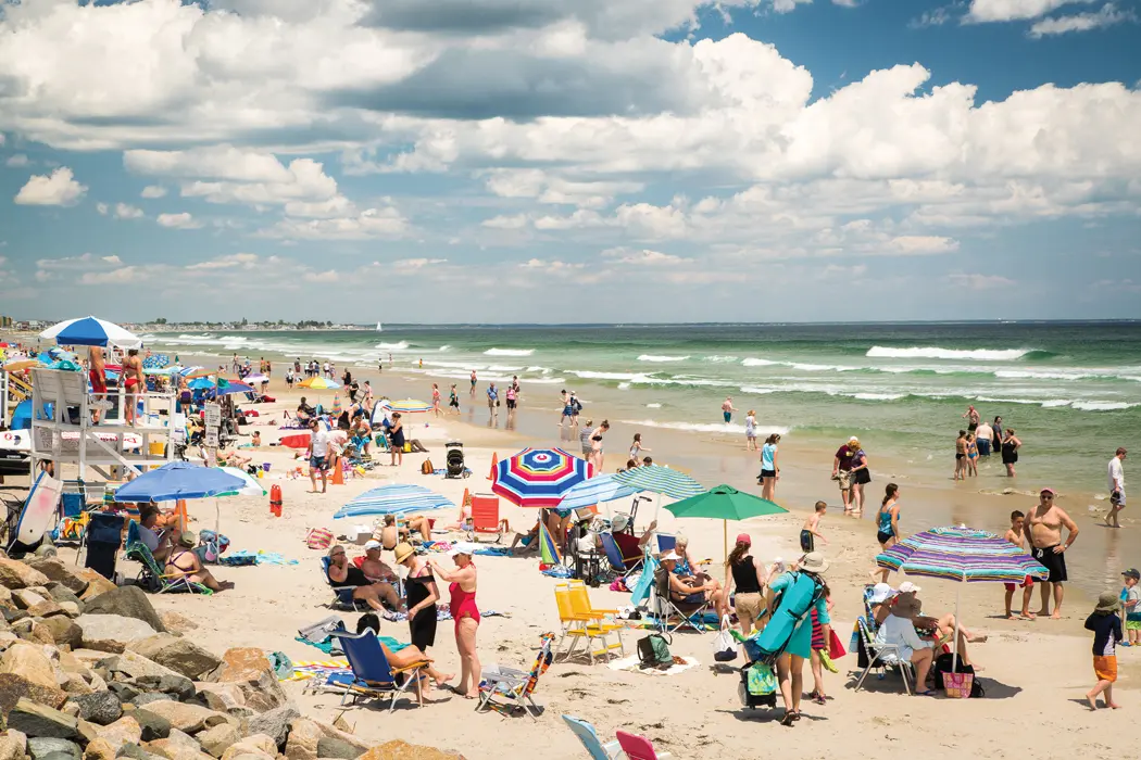 large beach with many people