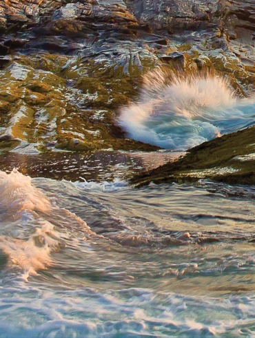 waves on rocks