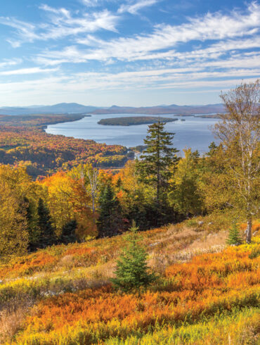 autumn field overlooking lake