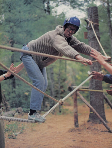 man on rope course