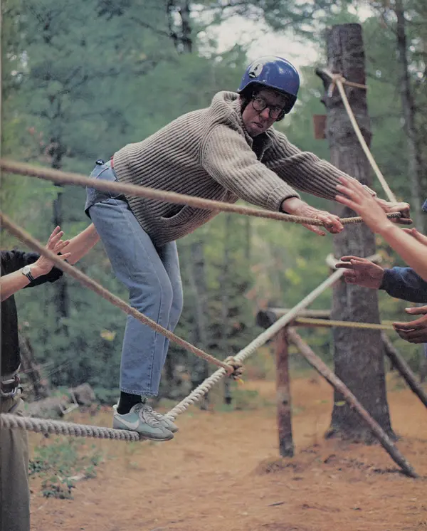 man on rope course