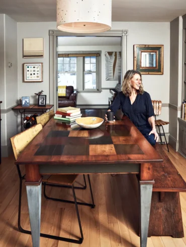 woman sitting in dining room