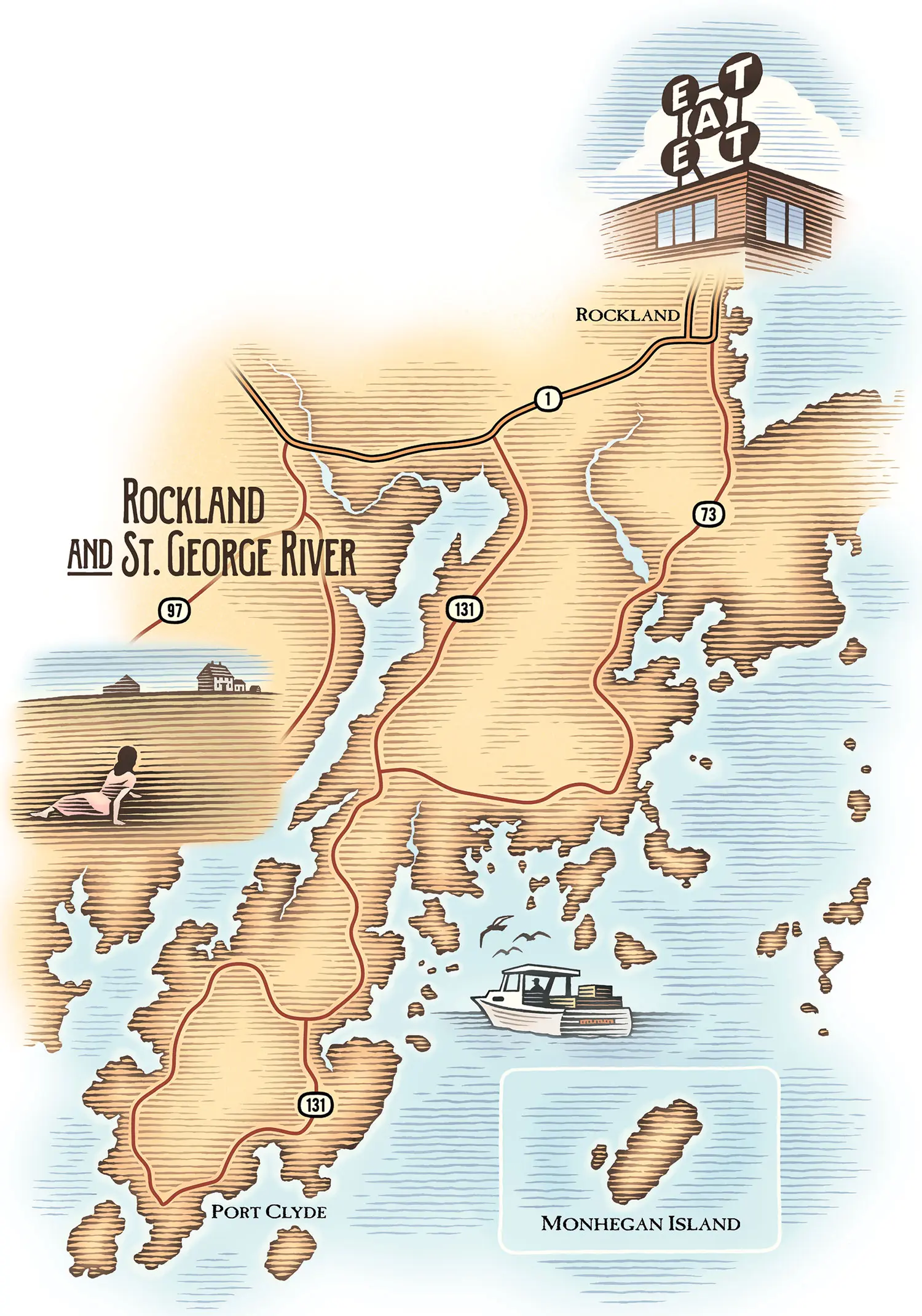 Rockland and St. George River map