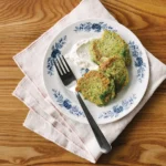 Marathokeftedes: fennel fritters with feta and mint, served with Greek yogurt