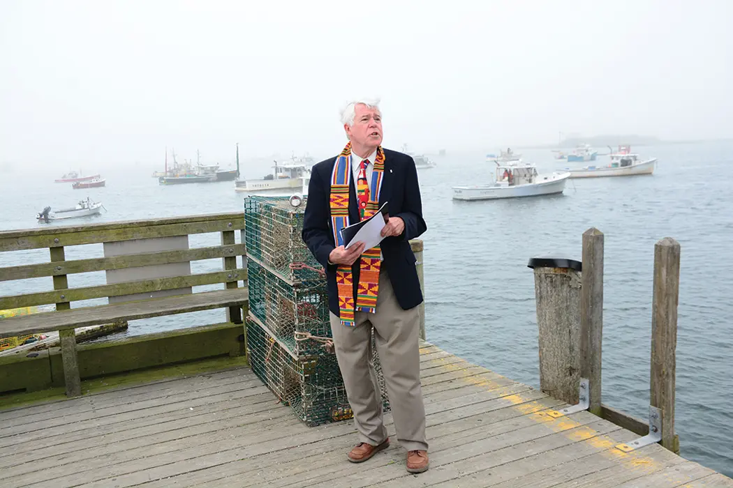 Kennebunks Four Ways Rev. Charles Whiston, of Kennebunkport’s South Congregational Church, presides over the annual blessing of the fleet in Cape Porpoise