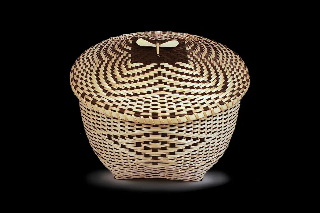 Maliseet basket by Fred Tomah, on display at the Abbe Museum in Bar Harbor.