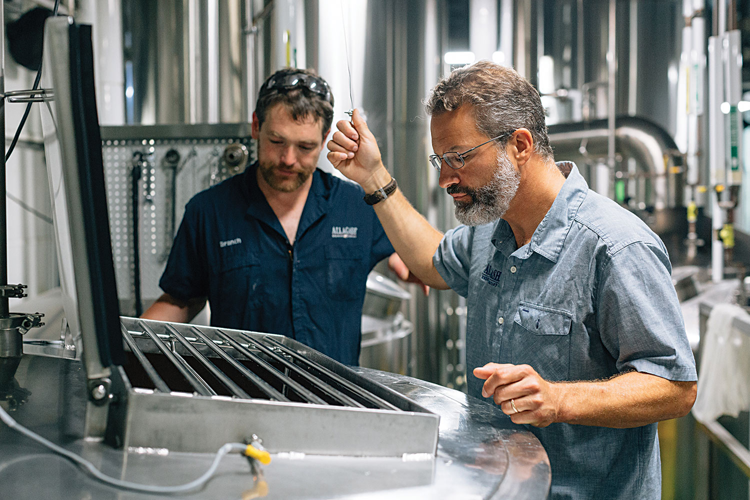 Rob Tod making Allagash White at Allagash Brewery