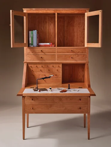 fly-tying desk by Thos. Moser and LL Bean