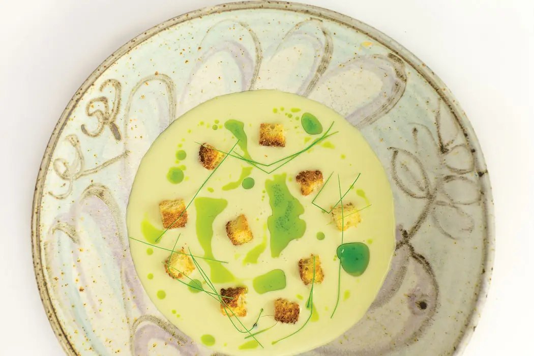 Vichyssoise, made with leek, shallot, and potato