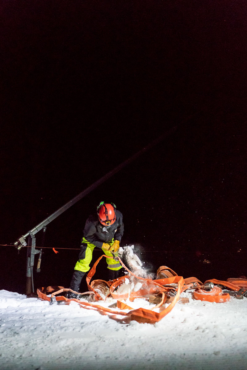 snowmaker prepping a snow gun at Sunday River