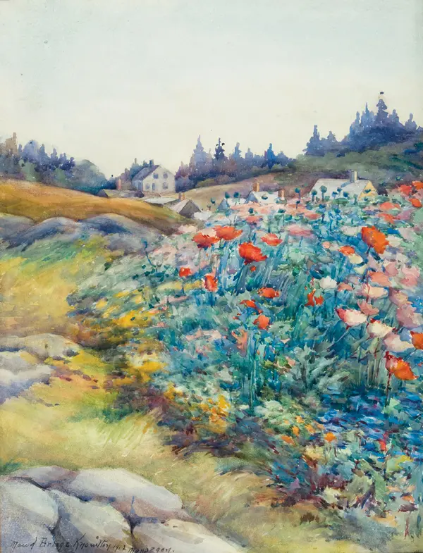 Maud Briggs Knowlton paints Monhegan flowers.