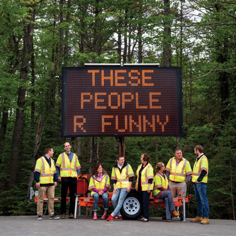 Colby Fortier-Brown, Luke Lorrimer, Joyce Taylor, Adam Grotton, Meg Lane, Melissa Zelenkewich, Stephen Landry, and Michael Cole, of MaineDOT’s Office of Creative Services.