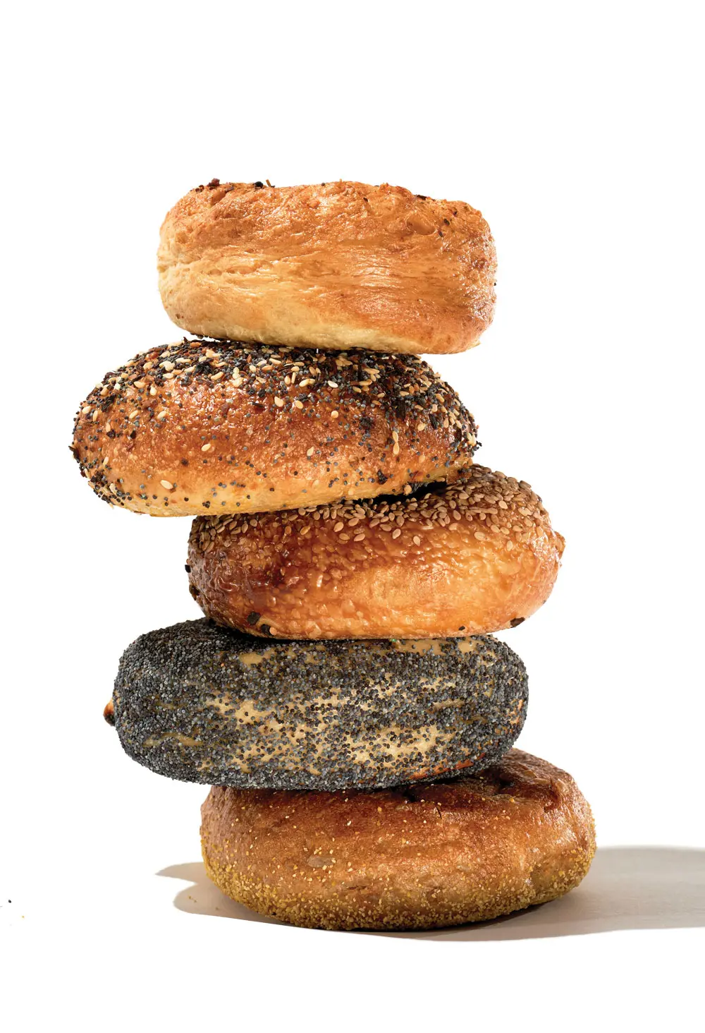 a stack of Maine's best bagels