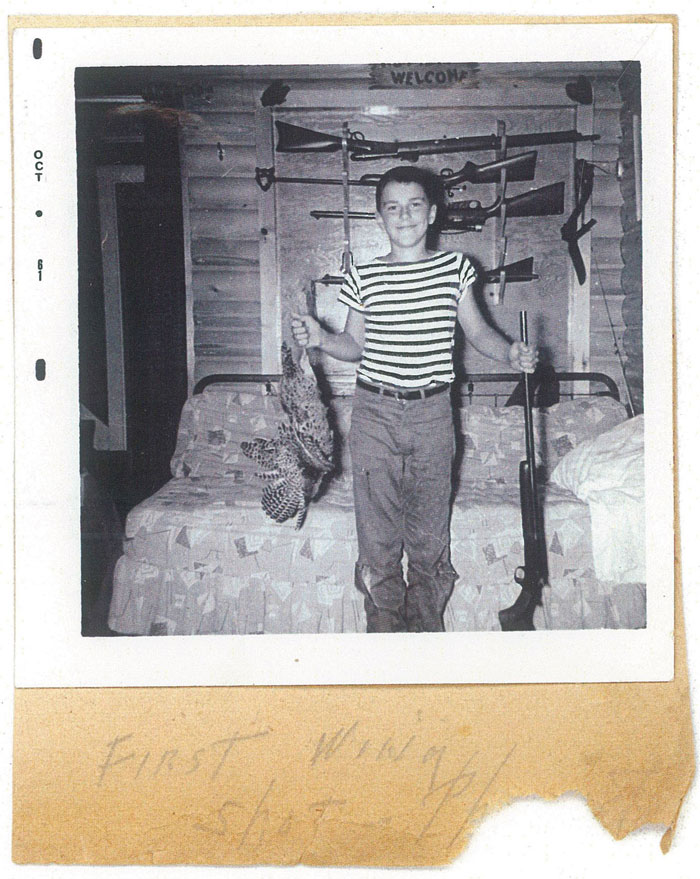 George Smith in a family Polaroid, after shooting his first pheasant