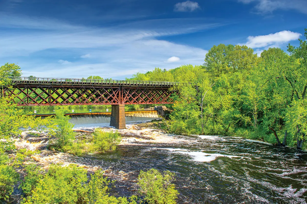 The scenic Salmon Falls River, South Berwick, Maine