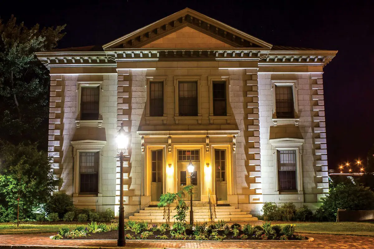 The Italianate Customs House, completed in 1858, sits at 1 Front Street.