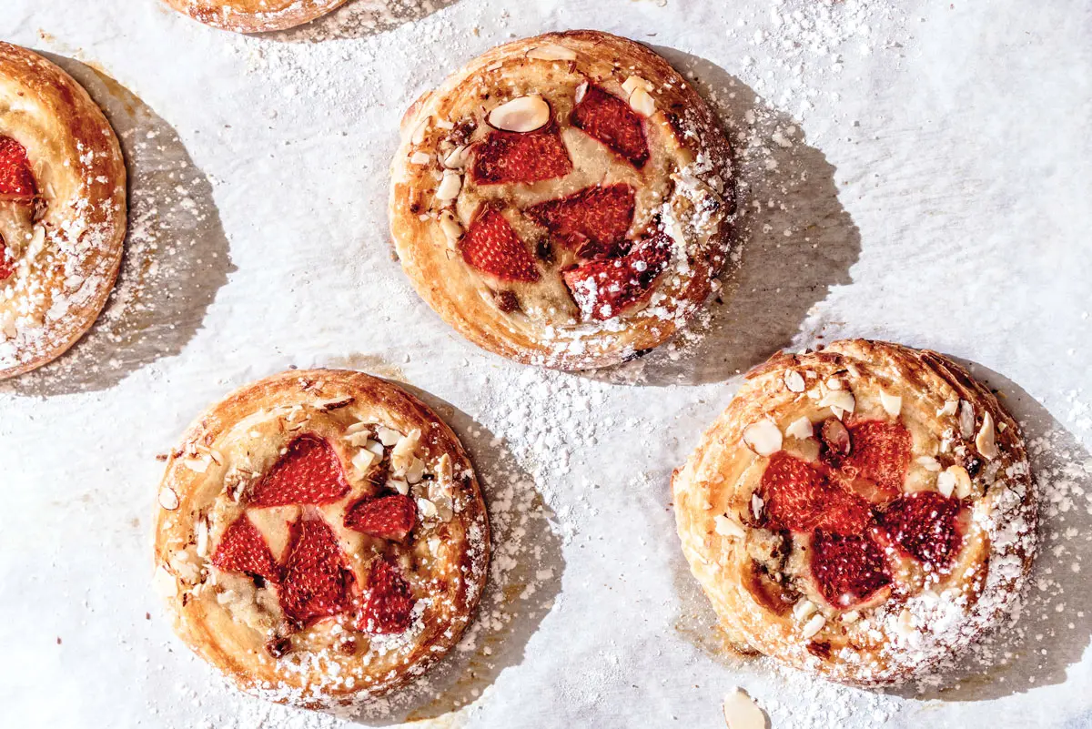 Atsuko Fujimoto’s not-your-father’s Danish, filled with strawberry–green-tea custard from Norimoto Bakery