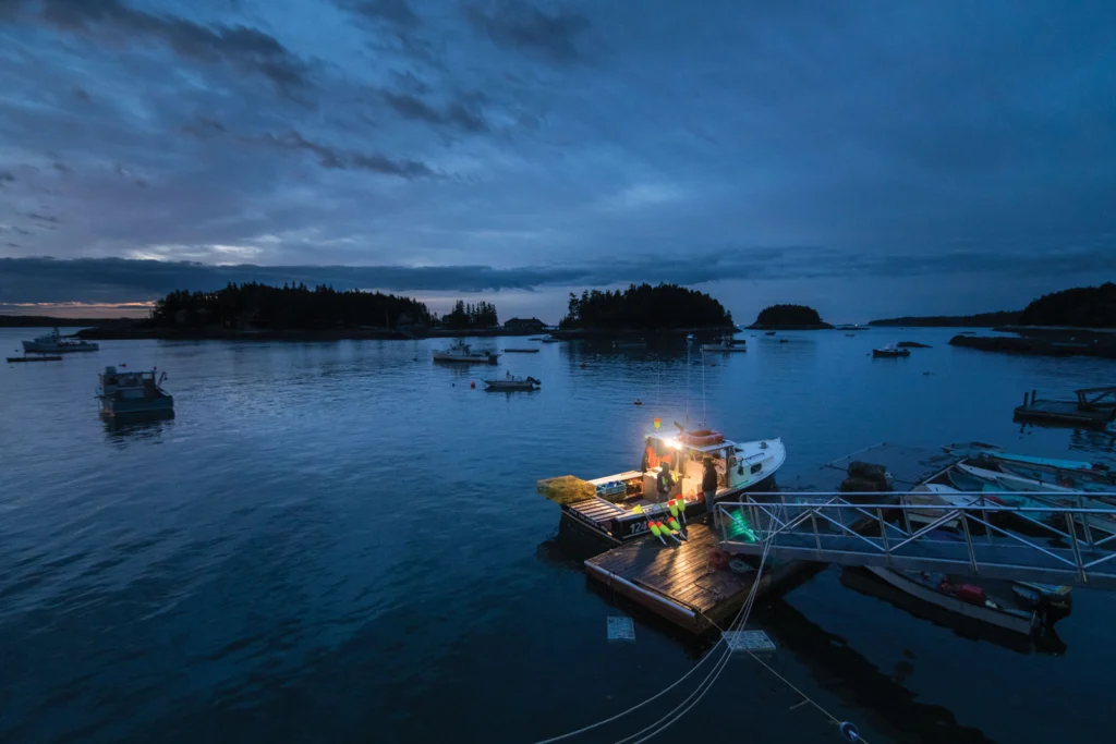 Lobstermen start their day at the Five Islands wharf in Georgetown