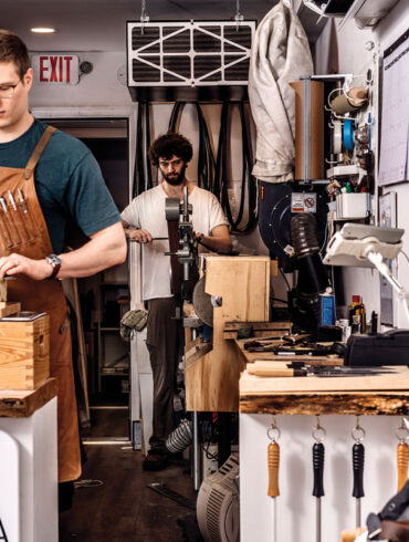 Evan Atwell’s Strata knife sharpening shop in Portland Maine