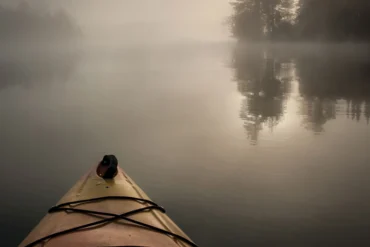 kayaking on a pond