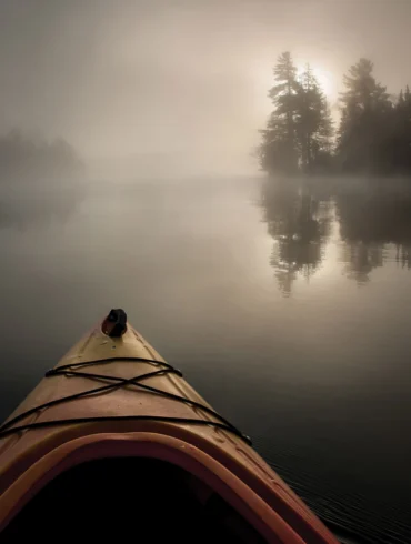 kayaking on a pond