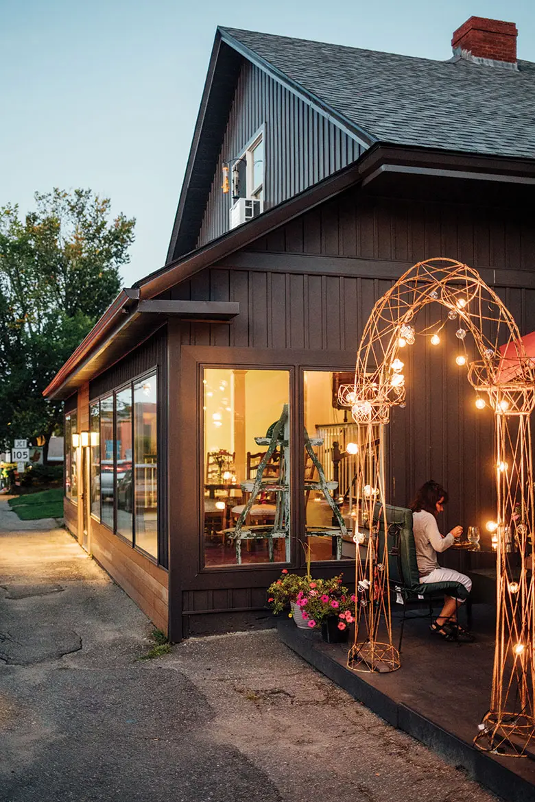 The space has a charming patio