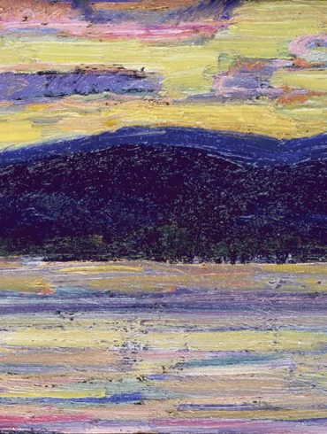 Sundown, Kezar Lake, July 14, 1910, oil on panel, 5 3/4 x 9 3/8 in., Gift of Norma Berger, 1955.1.101
