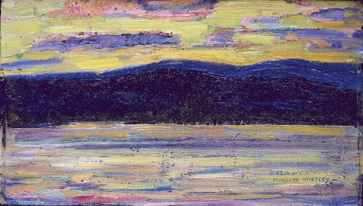 Sundown, Kezar Lake, July 14, 1910, oil on panel, 5 3/4 x 9 3/8 in., Gift of Norma Berger, 1955.1.101