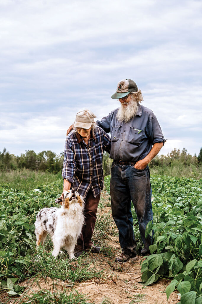 Pumpkin aficionados Tom Roberts and Lois Labbe at Snakeroot Organic Farm.