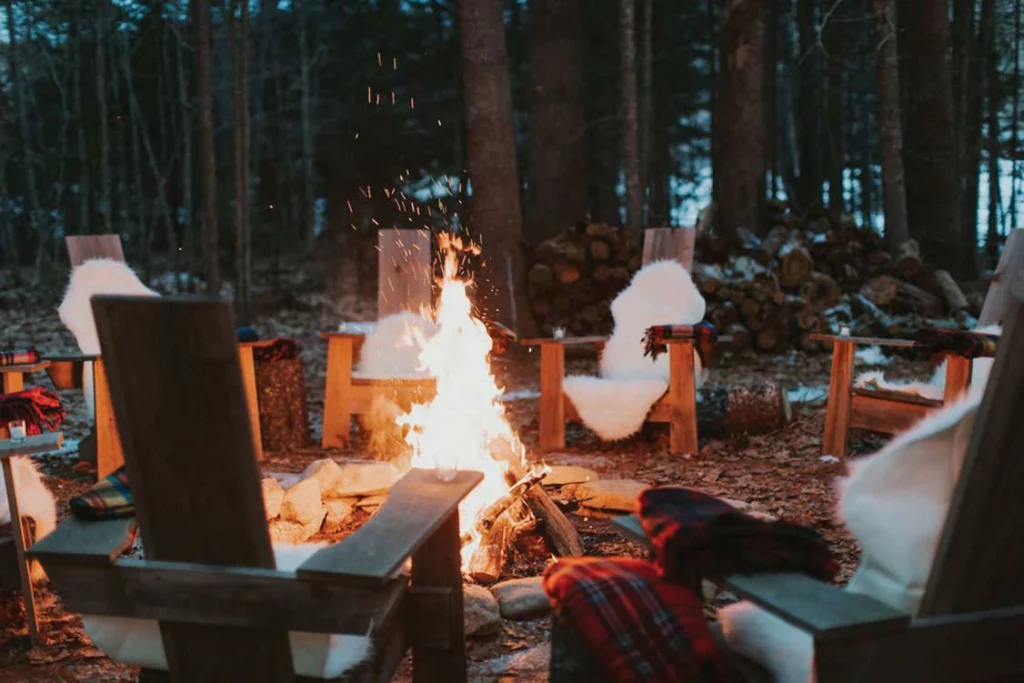 Firepit set up for Tops’l Farm’s winter raclette picnics