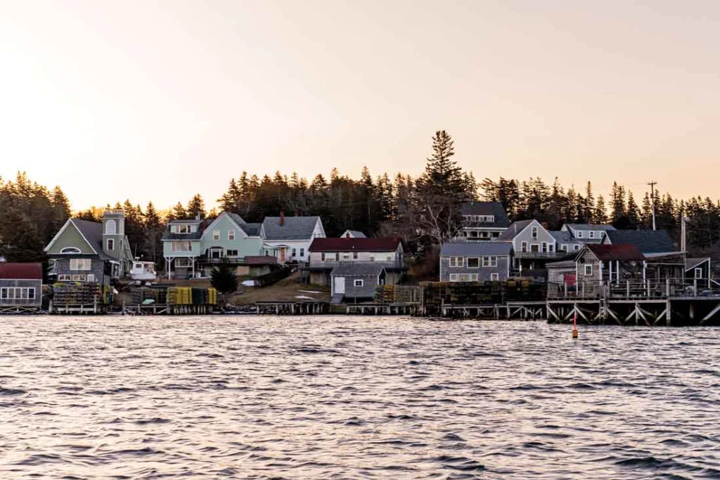 Lobster traps line the water in Port Clyde. Around the turn of the 2000s, the village was one of the most productive remaining groundfishing ports in the Northeast.