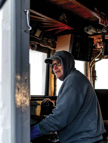 Captain Randy Cushman, aboard his trawler, the Ella Christine.