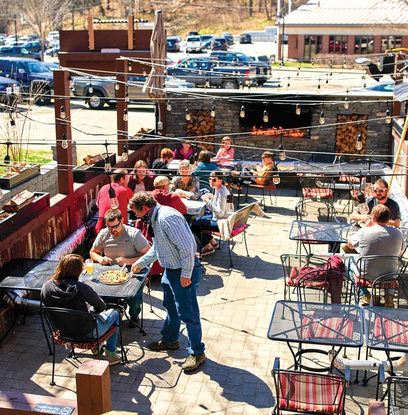 Bruno’s dining patio at its Bath location