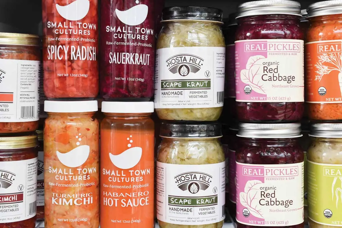 a sampling of the fermented products available at Onggi in Portland, Maine